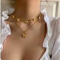 Bohemian Fashion Alloy Size Butterfly Pendant Double Necklace Necklace Women main image 2