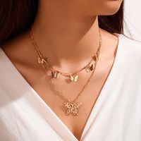 Bohemian Fashion Alloy Size Butterfly Pendant Double Necklace Necklace Women main image 3