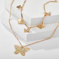 Bohemian Fashion Alloy Size Butterfly Pendant Double Necklace Necklace Women main image 6