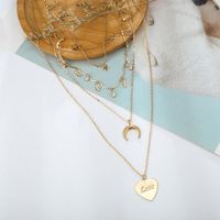 Horn Letter Love Necklace Necklace Wild Fashion Diamond Leaf Star Long Money Chain main image 5