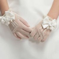 Children Etiquette Gloves Girls Princess Wedding Dress Pearl Bride Wedding Gloves main image 3