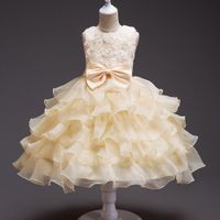 Girls Dress Princess Flower Tutu Flower Girl Bow Wedding Net Skirt main image 2