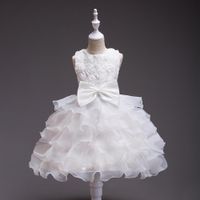 Girls Dress Princess Flower Tutu Flower Girl Bow Wedding Net Skirt main image 4