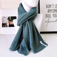 Solid Color Scarf Female Winter Long Thick Couple Knitted Wool Fashion Scarf Student Warm Scarf sku image 2