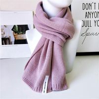 Solid Color Scarf Female Winter Long Thick Couple Knitted Wool Fashion Scarf Student Warm Scarf sku image 5