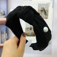 Korean New Style Lace Headband Korean Wide Side Knotted Pearl Headband sku image 1