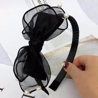 New Headband Korean Mesh Gauze Pearl Hair Accessories Non-slip Bow Headband Women sku image 1