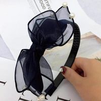 New Headband Korean Mesh Gauze Pearl Hair Accessories Non-slip Bow Headband Women sku image 2