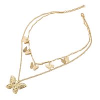 Bohemian Fashion Alloy Size Butterfly Pendant Double Necklace Necklace Women sku image 2