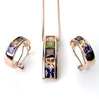 Fashion Vintage Zircon Necklace Earrings Set Exquisite Jewelry Wholesale main image 1