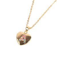 Micro Inlaid Zircon Love Peach Heart Necklace English Letter Pendant Clavicle Chain Wholesale main image 6