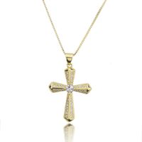 Südamerika Nische Zirkonium Eingelegte Facetten Reiche Kreuz Anhänger Mode Neue Vergoldete Religiöse Bronze Halskette Grenz Überschreitende Hip-hop-halskette Schmuck main image 2