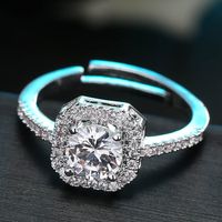 J477 Exquisite Korean Fashion Sweet Zircon Temperament Square Diamond Ring main image 1