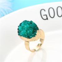 Personalized Oval Color Ring Gold Ring Imitation Natural Stone Resin Adjustable Ring main image 4
