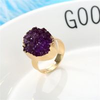 Personalized Oval Color Ring Gold Ring Imitation Natural Stone Resin Adjustable Ring main image 5