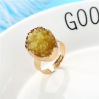 Personalized Oval Color Ring Gold Ring Imitation Natural Stone Resin Adjustable Ring main image 6