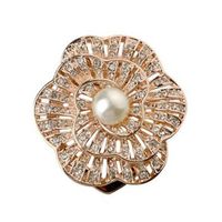 Exquisite Full-diamond Three-dimensional Flower Pearl Scarf Brooch main image 1