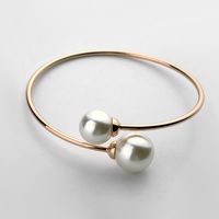 Coréenne Style Polyvalent Classique Mode Populaire Double Perle Bracelet Croix-frontière Vente Chaude Simple Ouverture Bracelet En Gros main image 2