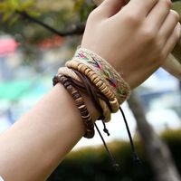 New Top Layer Leather Woven Bracelet Vintage Hand-woven Multi-layer Leather Bracelet Jewelry main image 6