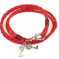 Europäische Und Amerikanische Mode Neue Grenz Überschreitende Hand Gewebte Leder Armbänder Im Ethnischen Stil Retro-legierung Schlüssel Armband Armband main image 2