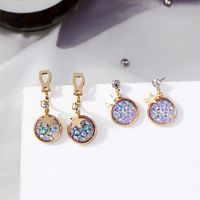 De980179 Nouveau Géométrique Ronde Oreille Goujons Creative Rêve Ciel Étoilé Boucles D'oreilles Femelle Niche Net Rouge Non-piercing Oreille Clip main image 3