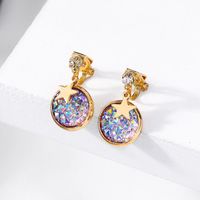 De980179 Nouveau Géométrique Ronde Oreille Goujons Creative Rêve Ciel Étoilé Boucles D'oreilles Femelle Niche Net Rouge Non-piercing Oreille Clip main image 4