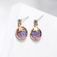 De980179 Nouveau Géométrique Ronde Oreille Goujons Creative Rêve Ciel Étoilé Boucles D'oreilles Femelle Niche Net Rouge Non-piercing Oreille Clip main image 5