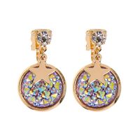 De980179 Nouveau Géométrique Ronde Oreille Goujons Creative Rêve Ciel Étoilé Boucles D'oreilles Femelle Niche Net Rouge Non-piercing Oreille Clip main image 6