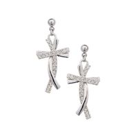 Nouveau Délicat Perle-ensemble Diamant Croix Croix Boucles D'oreilles Pour Les Femmes Européen Et Américain De Mode Cool Boucles D'oreilles Longues Boucles D'oreilles 120211 main image 2