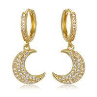 Exquisite Mini Earrings Gold And Silver Crescent Zircon Earrings main image 1