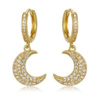 Exquisite Mini Earrings Gold And Silver Crescent Zircon Earrings main image 2