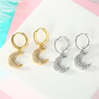 Exquisite Mini Earrings Gold And Silver Crescent Zircon Earrings main image 4