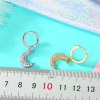 Exquisite Mini Earrings Gold And Silver Crescent Zircon Earrings main image 6