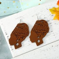 Carved Hollow Head Wood Large Earrings Wholesales Fashion main image 5