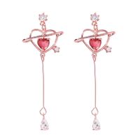 925 Silver Needle Love Zircon Drop Earrings Cute Temperament Long Heart-shaped Earring Earrings main image 6