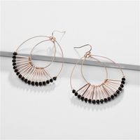 Jewelry Earrings Copper Wire Double Drop Glass Crystal Beads Fan-shaped Female Earrings main image 4