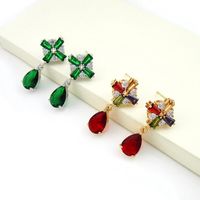 Diamond Cross Flower Zircon Earrings Drop Shape Earrings Women Wholesale main image 2