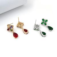 Diamond Cross Flower Zircon Earrings Drop Shape Earrings Women Wholesale main image 5
