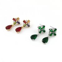 Diamond Cross Flower Zircon Earrings Drop Shape Earrings Women Wholesale main image 6