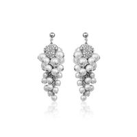 Luxury Diamond And Pearl Grape Strand Earrings Wholesales Fashion main image 3