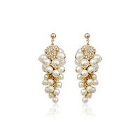Luxury Diamond And Pearl Grape Strand Earrings Wholesales Fashion main image 1