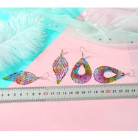 New Retro Ear Hook Geometric Color Hollow Carved Leaf Earrings main image 5