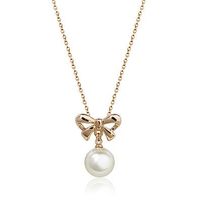 Fashion Bow Pearl Earrings Clavicle Chain Necklace Set Chain Set Female Birthday Gift Wholesale sku image 3