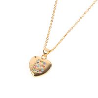 Micro Inlaid Zircon Love Peach Heart Necklace English Letter Pendant Clavicle Chain Wholesale sku image 1
