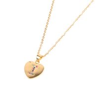 Micro Inlaid Zircon Love Peach Heart Necklace English Letter Pendant Clavicle Chain Wholesale sku image 8