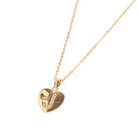 Micro Inlaid Zircon Love Peach Heart Necklace English Letter Pendant Clavicle Chain Wholesale sku image 9