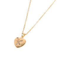 Micro Inlaid Zircon Love Peach Heart Necklace English Letter Pendant Clavicle Chain Wholesale sku image 10