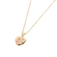 Micro Inlaid Zircon Love Peach Heart Necklace English Letter Pendant Clavicle Chain Wholesale sku image 12