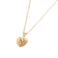 Micro Inlaid Zircon Love Peach Heart Necklace English Letter Pendant Clavicle Chain Wholesale sku image 13