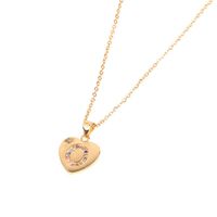 Micro Inlaid Zircon Love Peach Heart Necklace English Letter Pendant Clavicle Chain Wholesale sku image 14